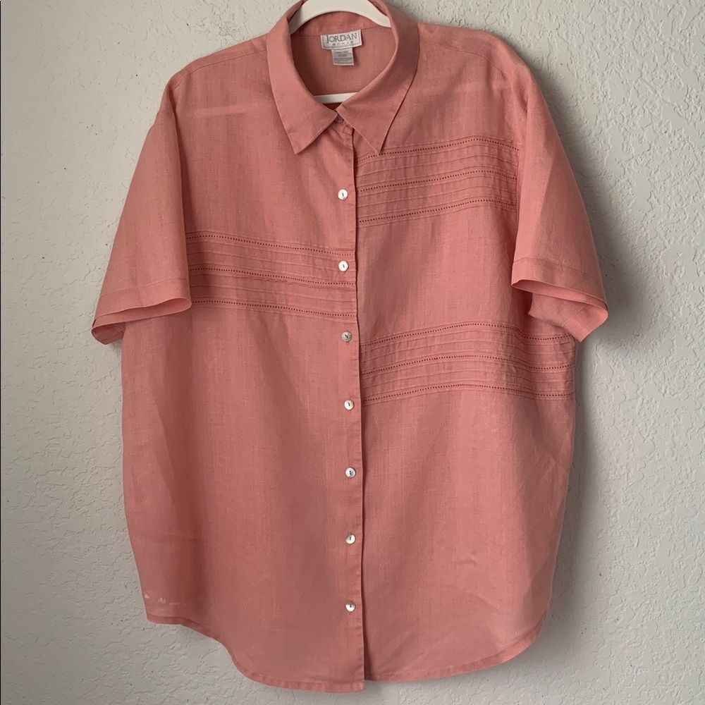 Jordan Women's Linen Shirt Blouse in Pink Size 20W